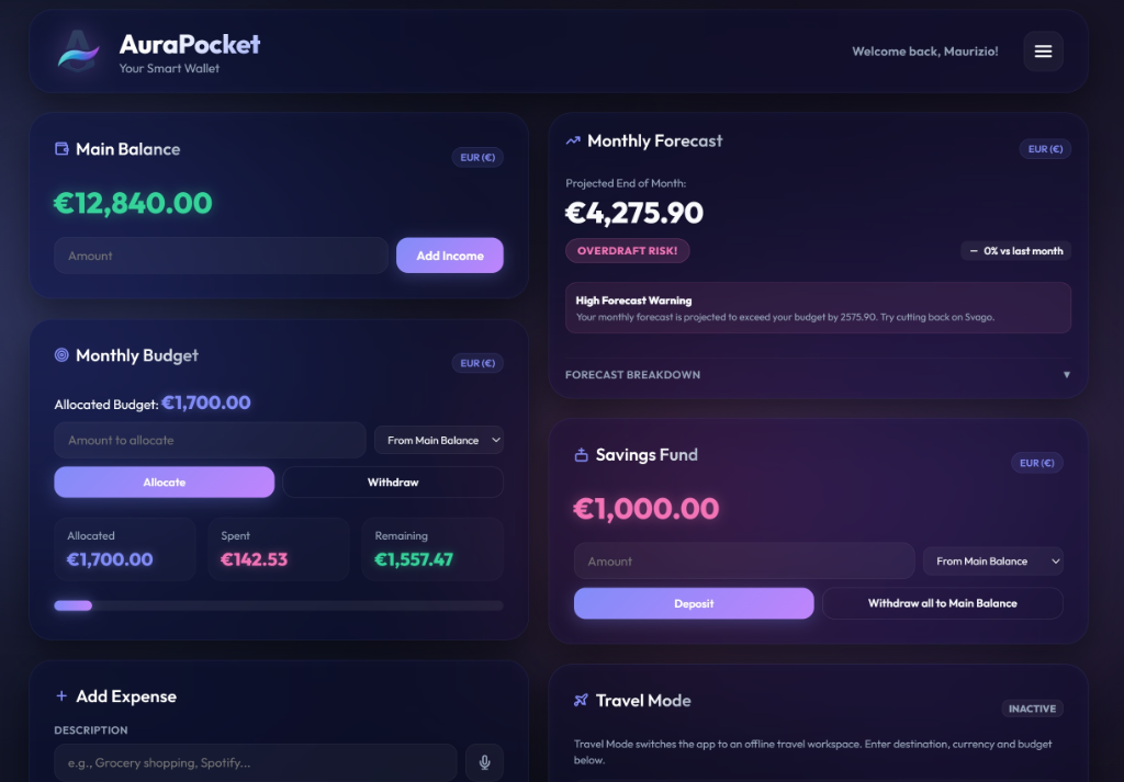AuraPocket Dashboard Showcase